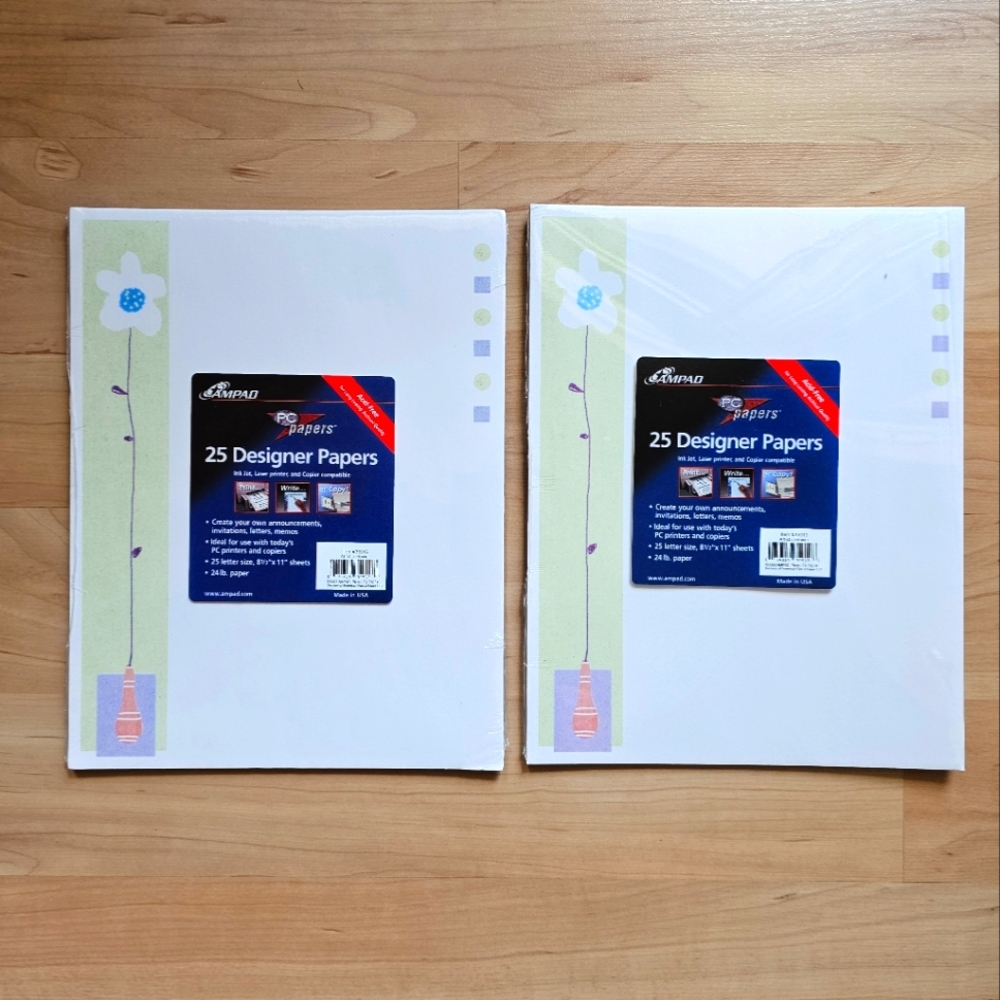 NWT AMPAD Stationery Paper "Artistic Flower" Lot of 2